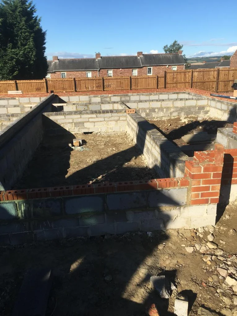 Blockwork foundation layout for a new build project